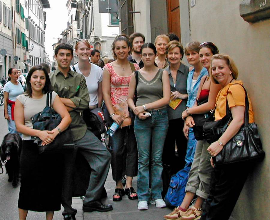 University students studying together in Florence Italy