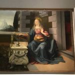 Uffizi Leonardo Annunciation detail 1